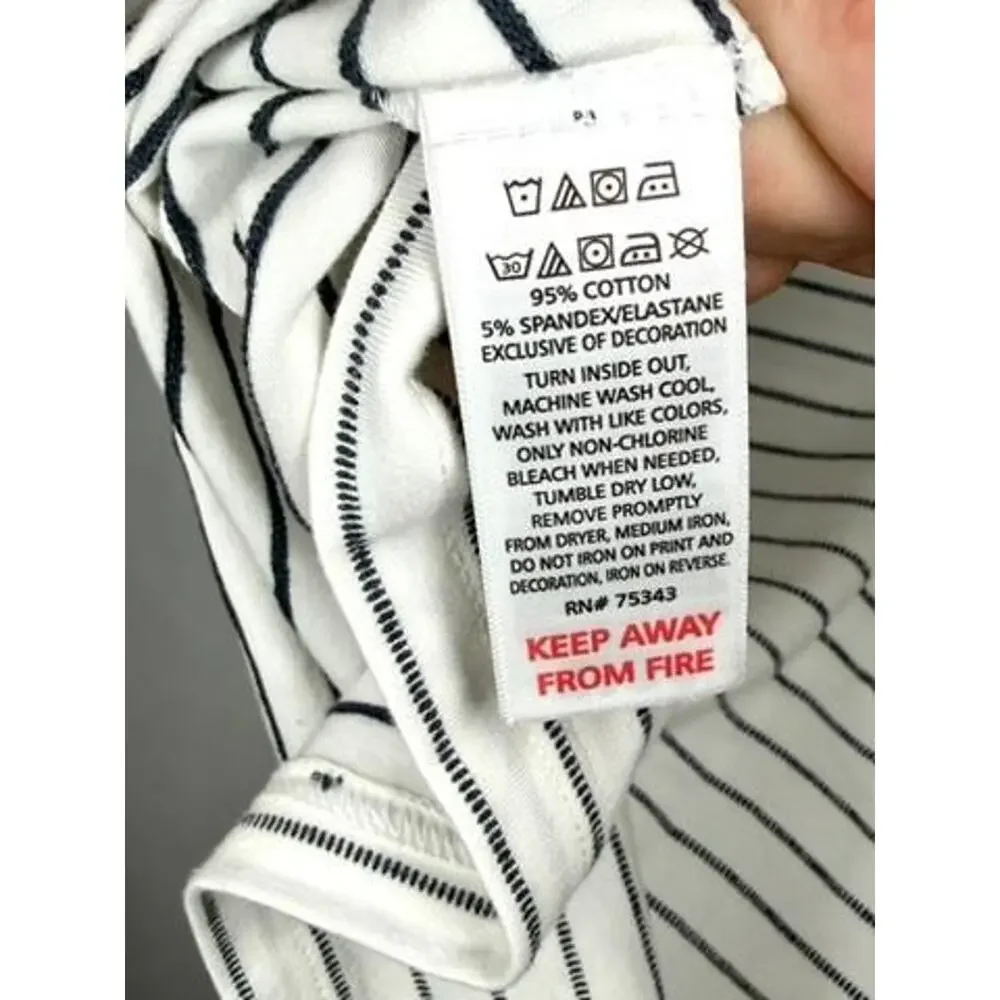 Tommy Bahama Boys Striped T-Shirt Size M 7-8 White Navy Blue Short Sleeve Tee